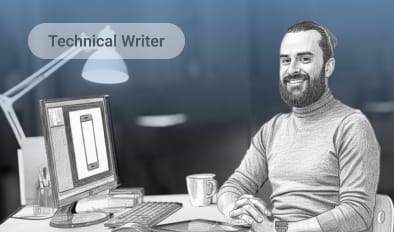 Person at desk with computer setup